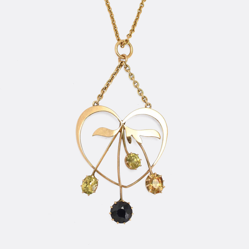 Art Nouveau Sapphire Heart Pendant