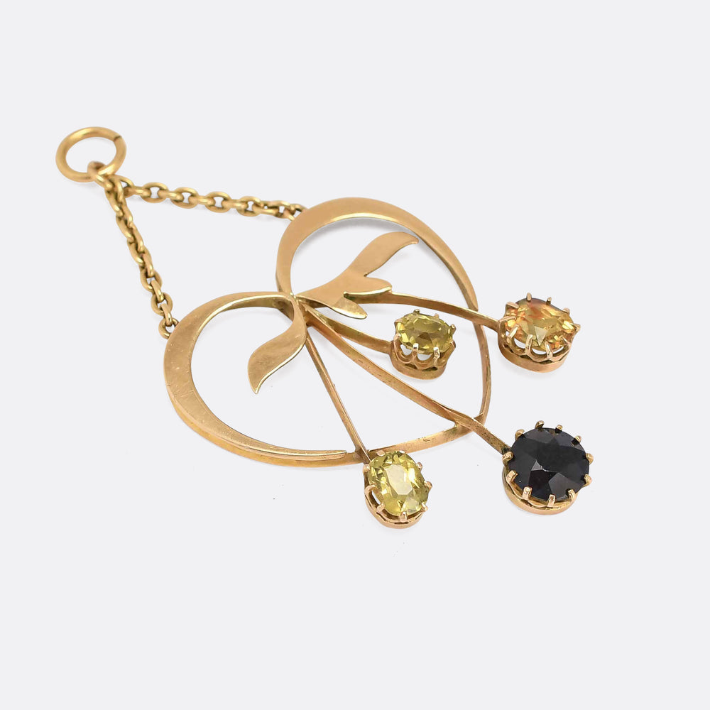 Art Nouveau Sapphire Heart Pendant