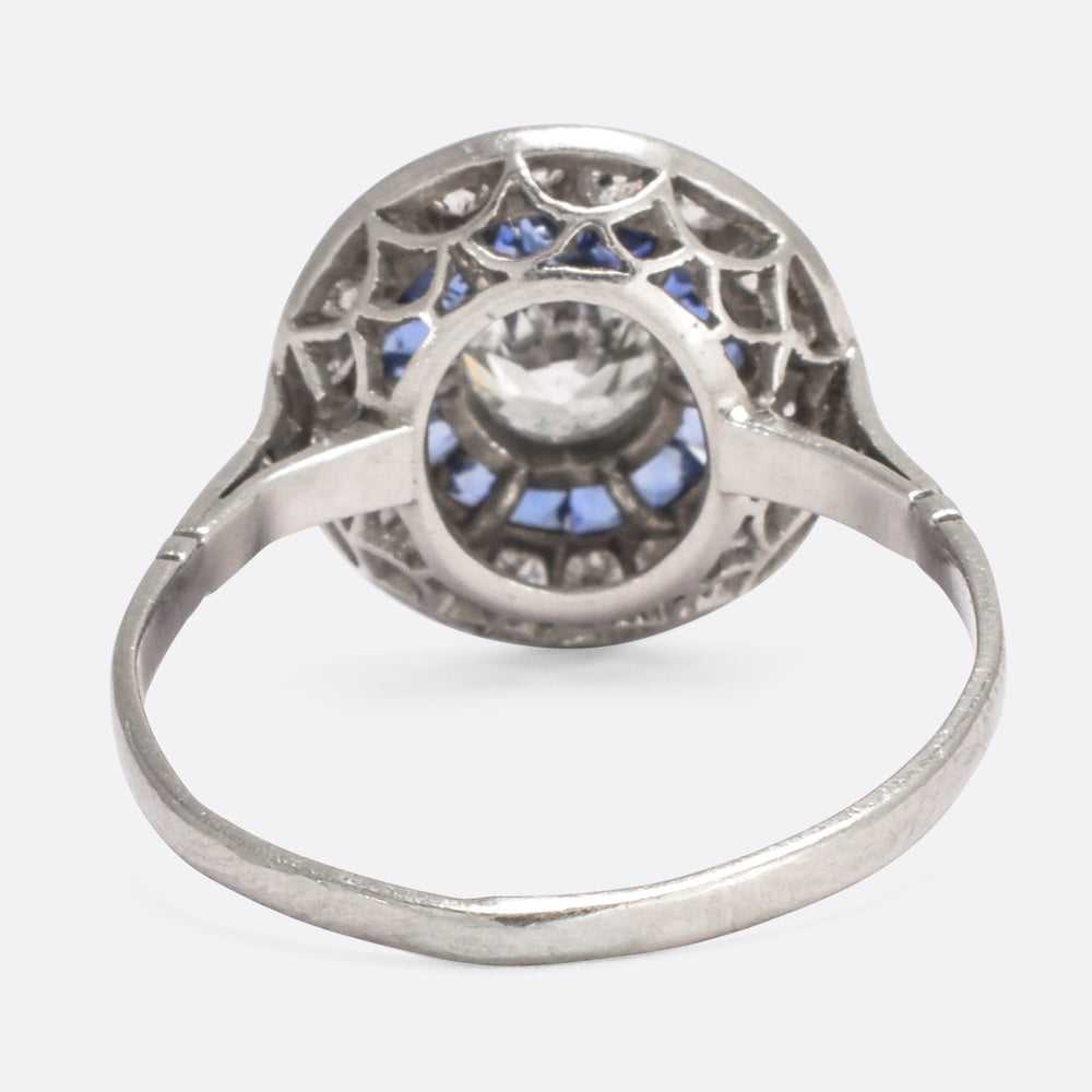 Art Deco Sapphire & Diamond Target Ring