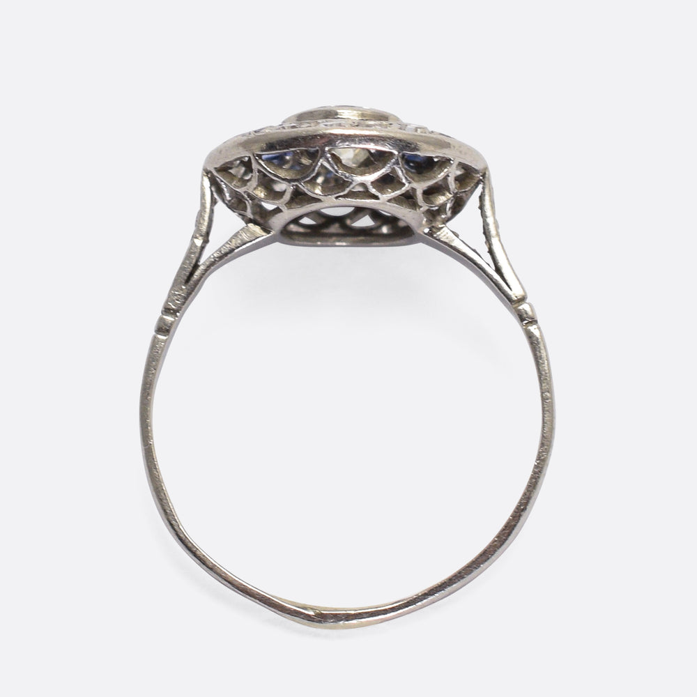 Art Deco Sapphire & Diamond Target Ring