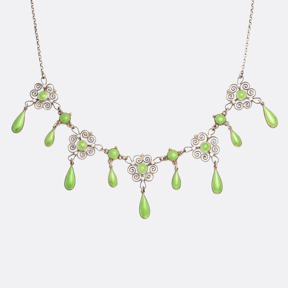 Art Nouveau Filigree Enamel Necklace by Marius Hammer