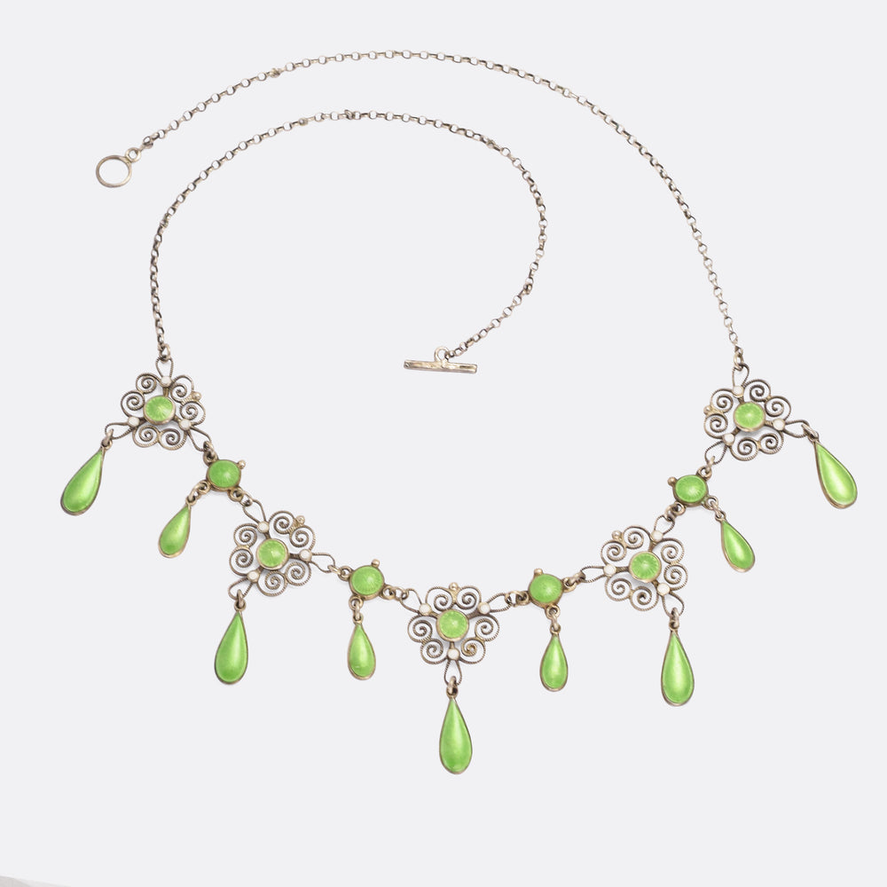 Art Nouveau Filigree Enamel Necklace by Marius Hammer