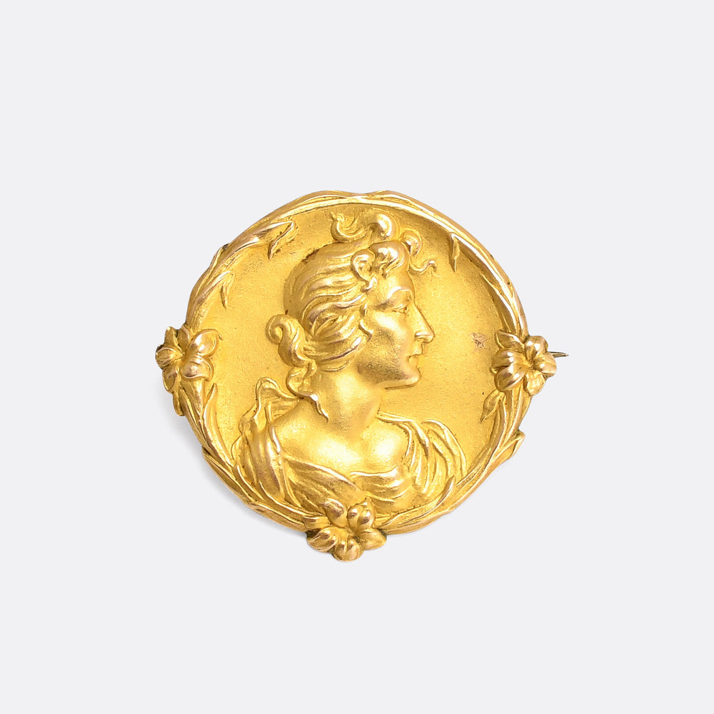Arts & Crafts Gold Lady Brooch