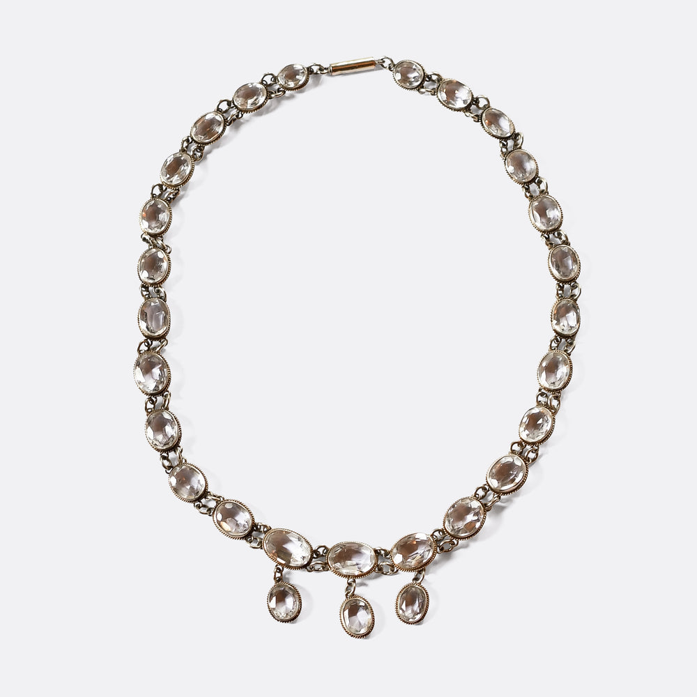 Arts & Crafts Rock Crystal Rivière Necklace