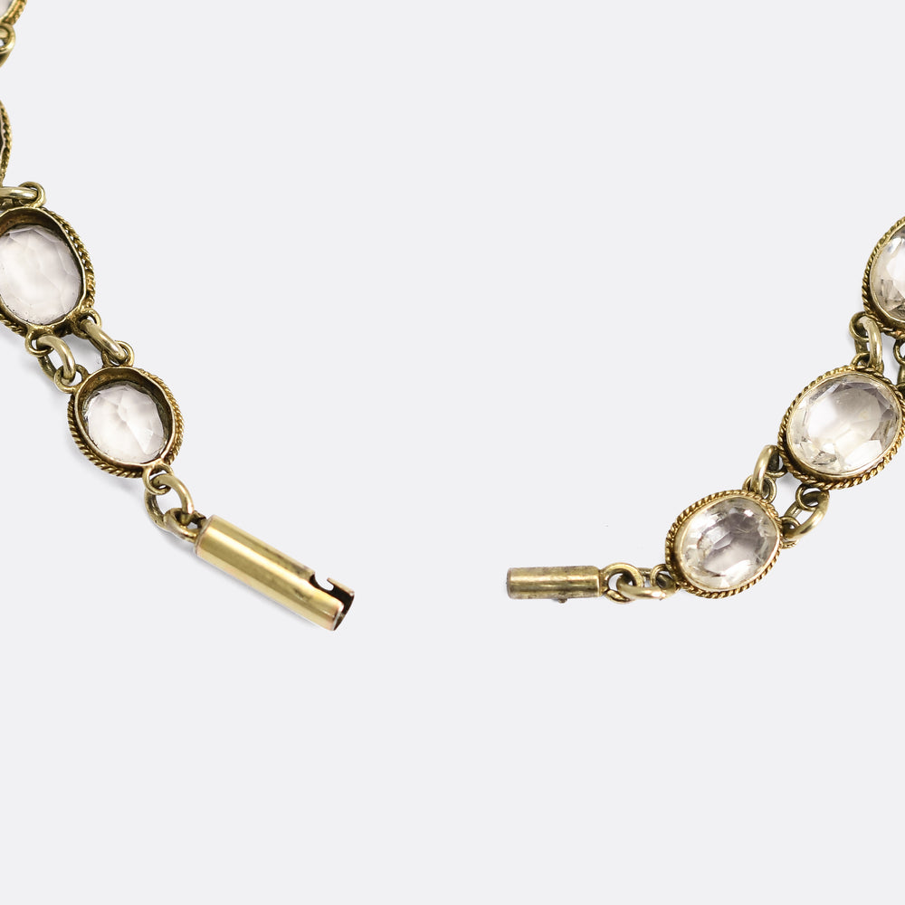 Arts & Crafts Rock Crystal Rivière Necklace