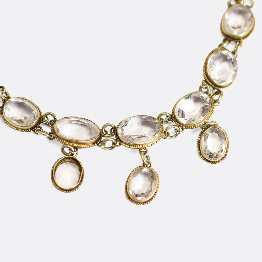 Arts & Crafts Rock Crystal Rivière Necklace