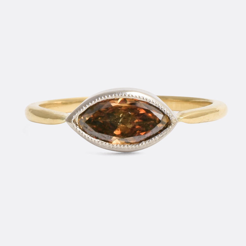 Bespoke .81ct Marquise Cognac Diamond Ring