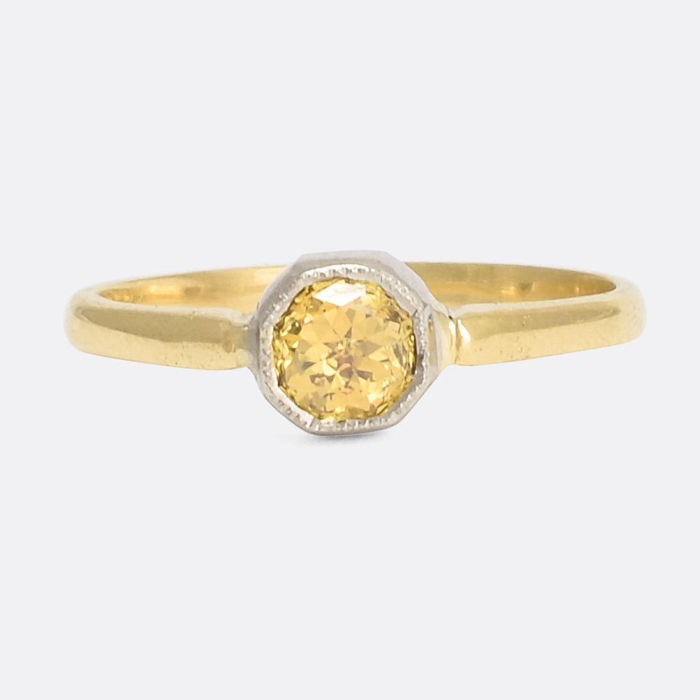 Bespoke Fancy Intense Orangish-Yellow Diamond Solitaire Ring