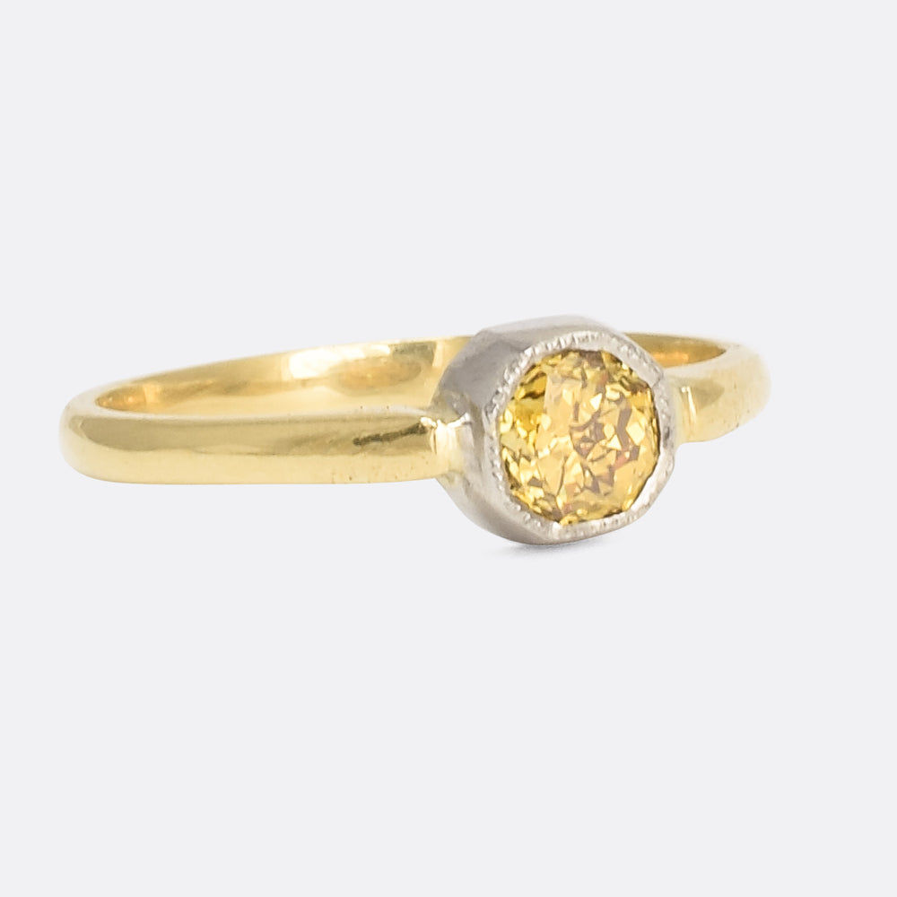 Bespoke Fancy Intense Orangish-Yellow Diamond Solitaire Ring