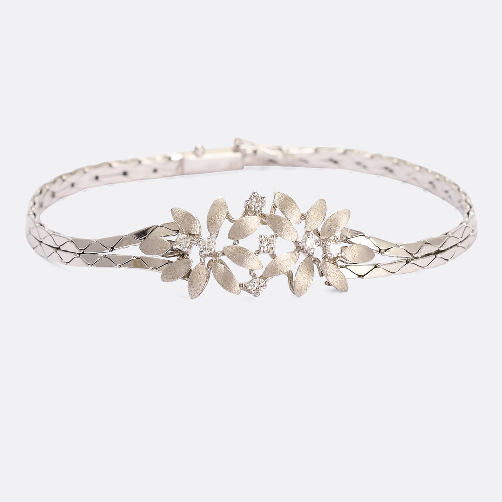 Contemporary Diamond Flower Bracelet
