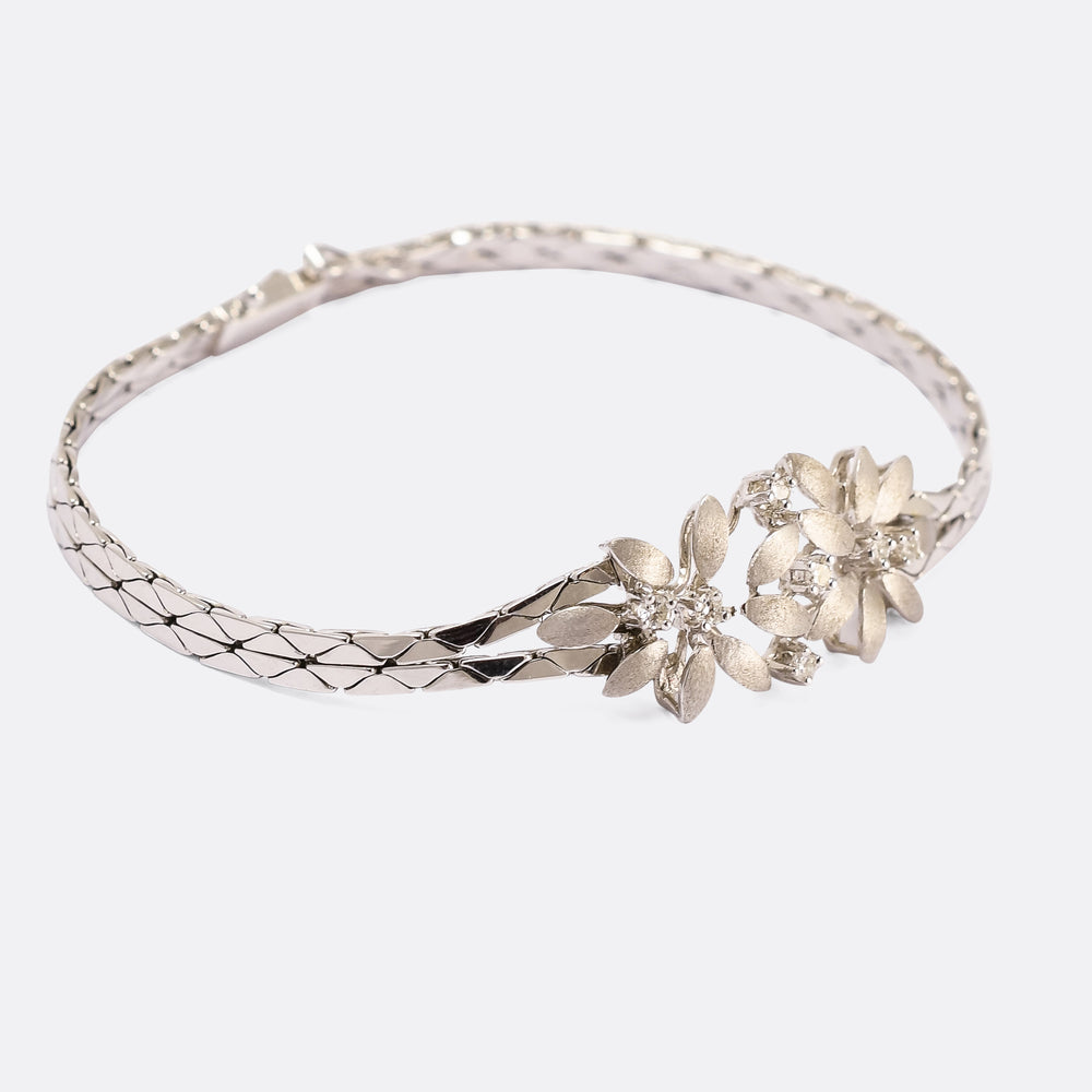 Contemporary Diamond Flower Bracelet