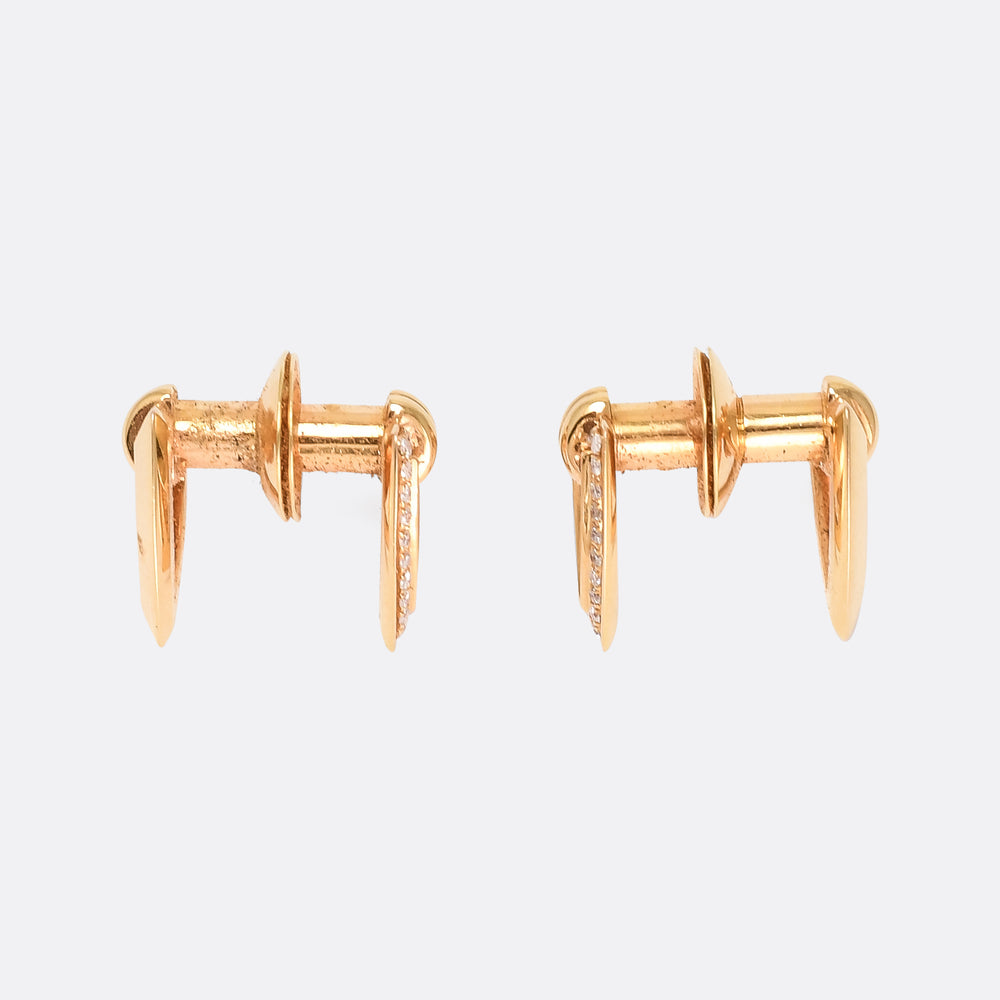Contemporary Diamond & Rose Gold Mauboussin Cufflinks