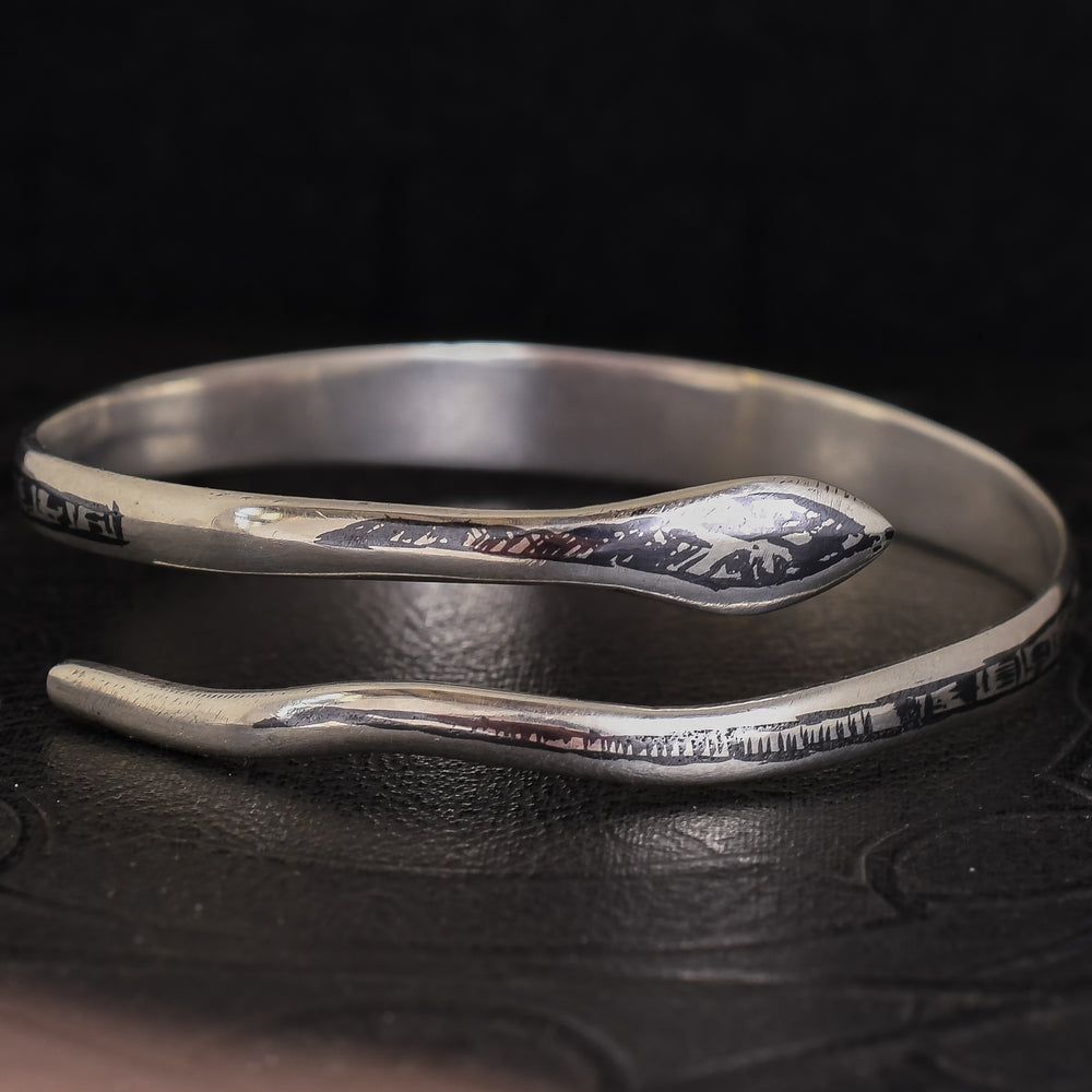 Egyptian Revival Niello Snake Bangle