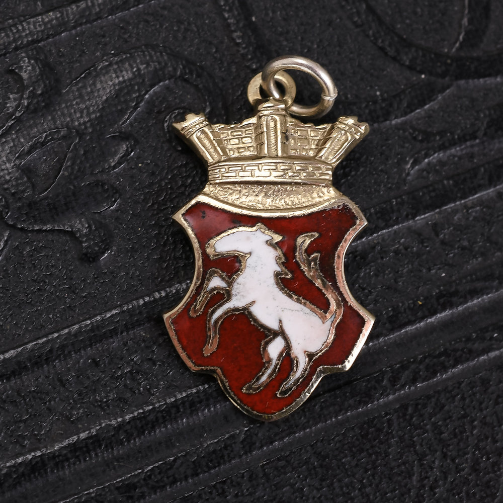 Art Deco White Horse Shield Charm