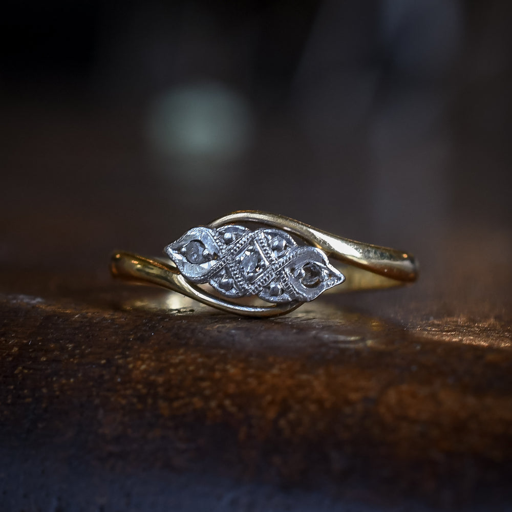 Art Deco Crossover Trilogy Ring