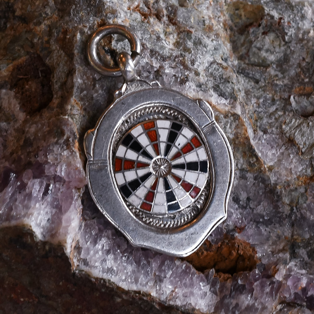 Mid Century Sterling Silver Dartboard Pendant