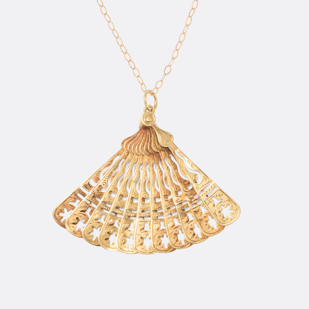 Early Victorian Gold Fan Pendant