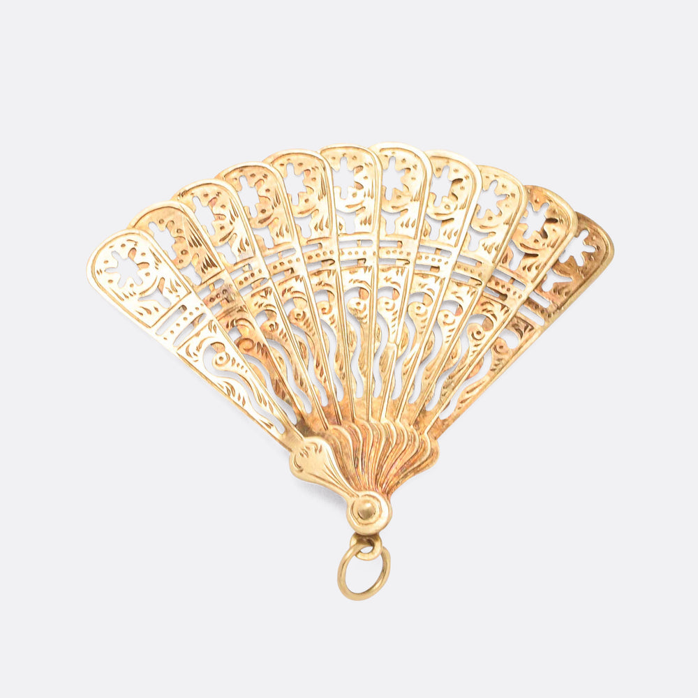 Early Victorian Gold Fan Pendant