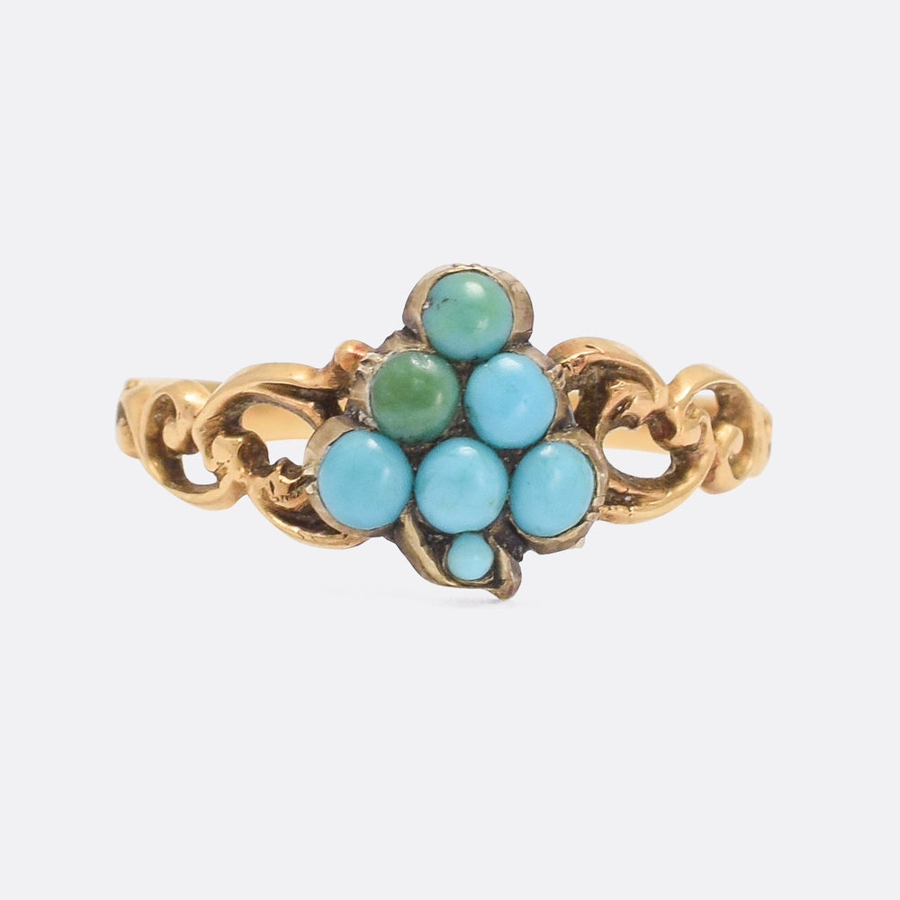 Early Victorian Turquoise Grape Bunch Ring