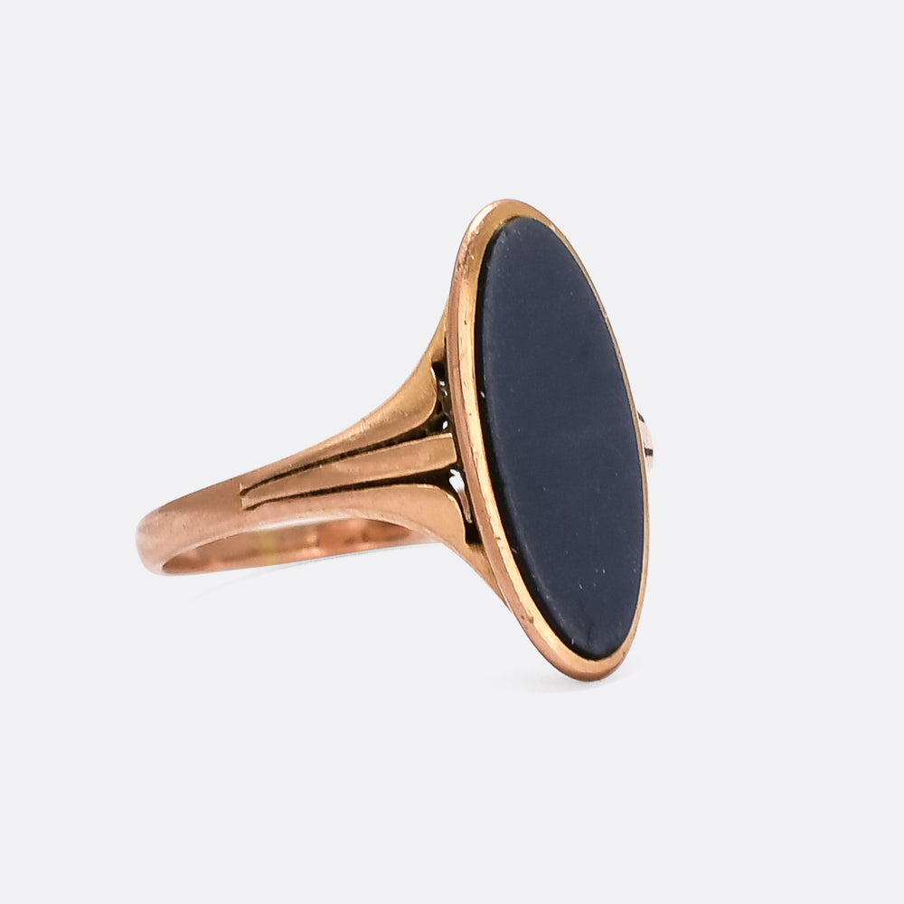Edwardian 18k Gold Blue Sardonyx Signet Ring