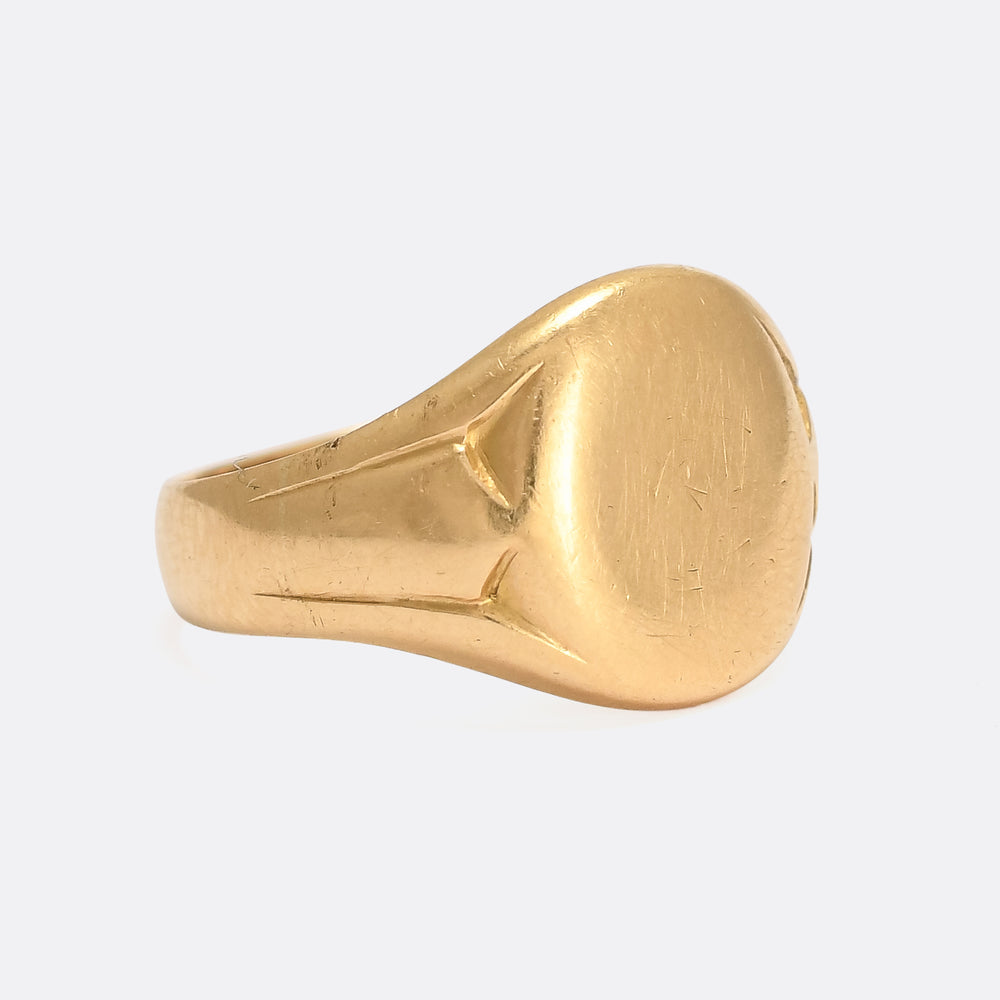 Edwardian 18k Gold Oval Signet Ring