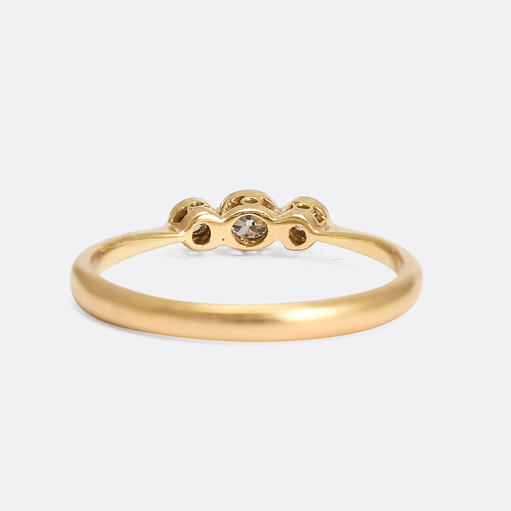 Edwardian Bezel Set Diamond Trilogy Ring