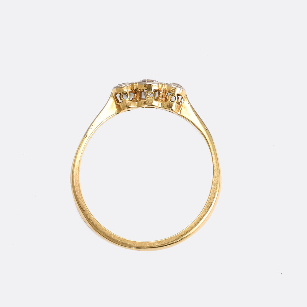 Edwardian Bezel Set Diamond Trilogy Ring