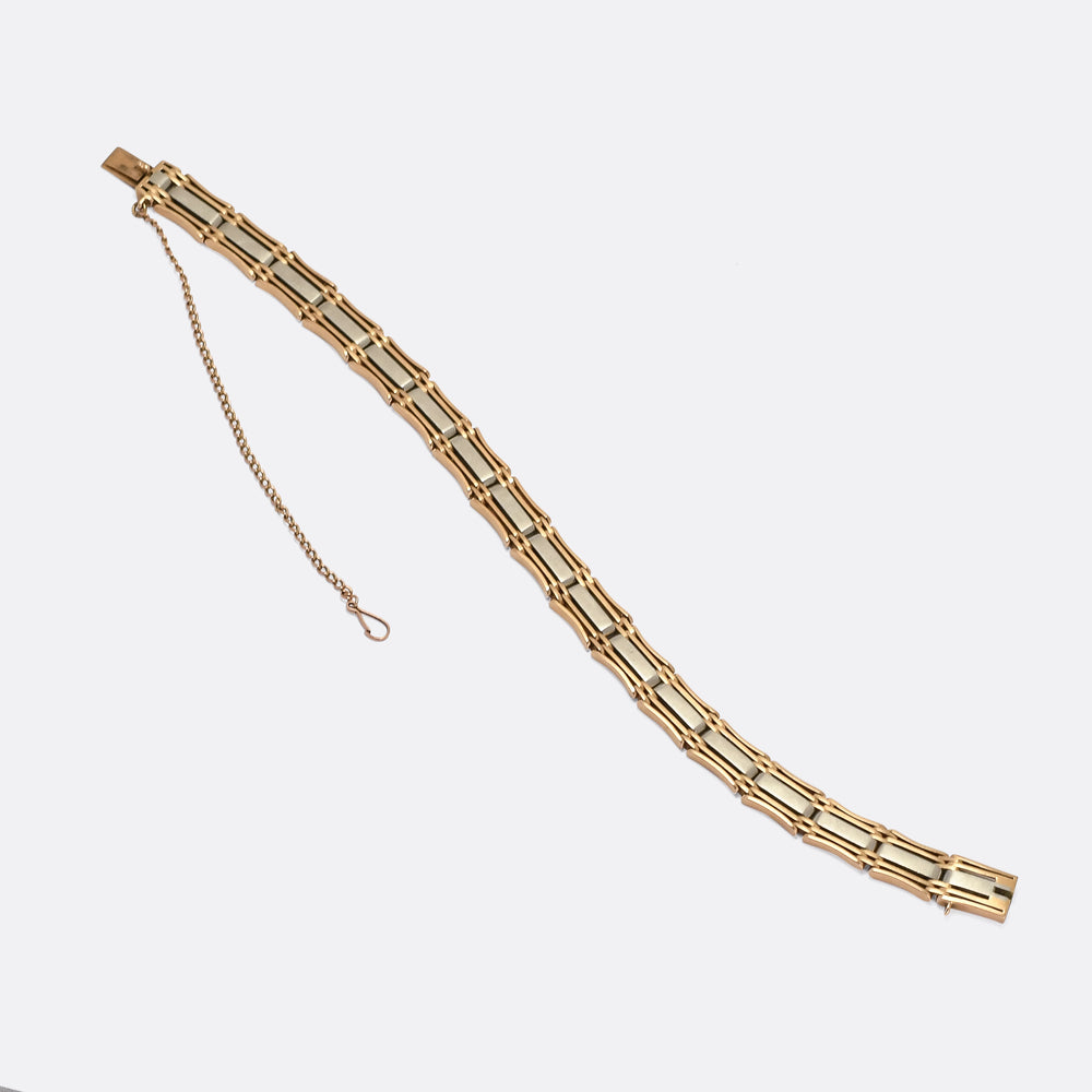 Edwardian Bi-Metal 15k Gold & Platinum Gate-Link Bracelet