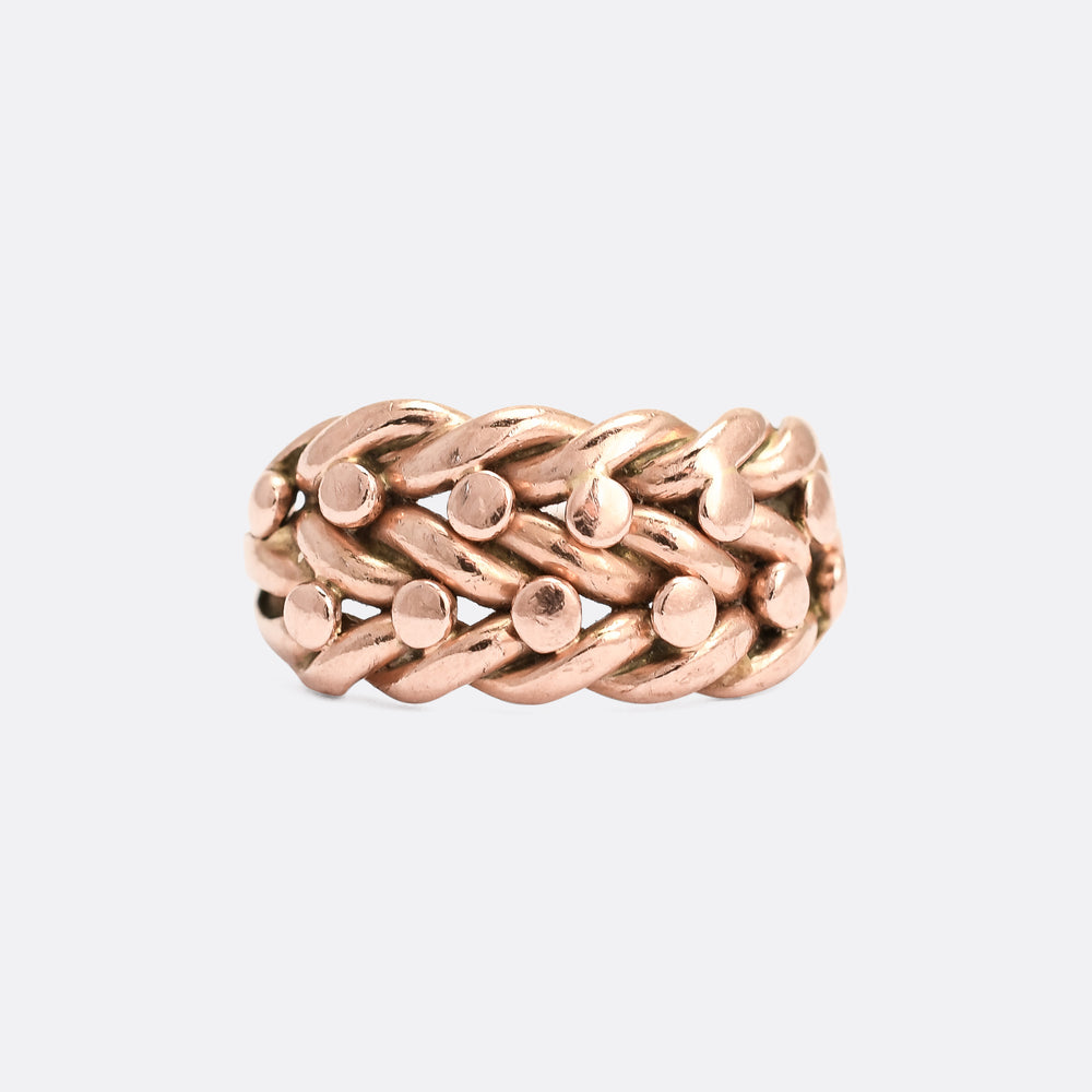 Edwardian Braided Rose Gold Keeper Ring