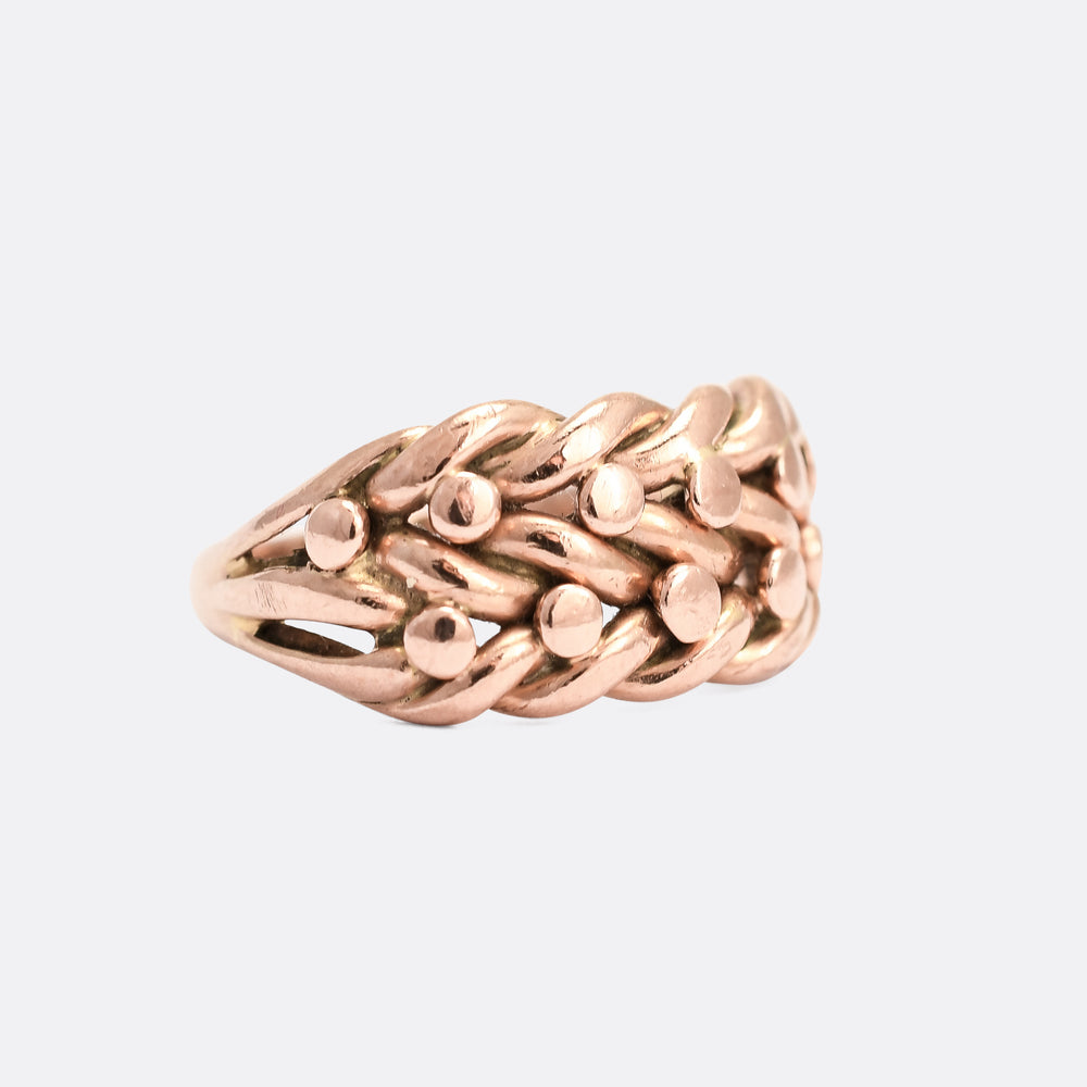 Edwardian Braided Rose Gold Keeper Ring