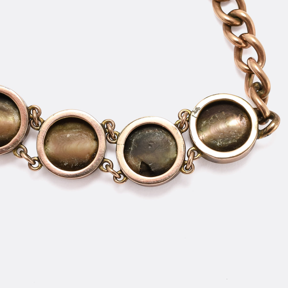 Edwardian Chatoyant Seashell Curblink Bracelet