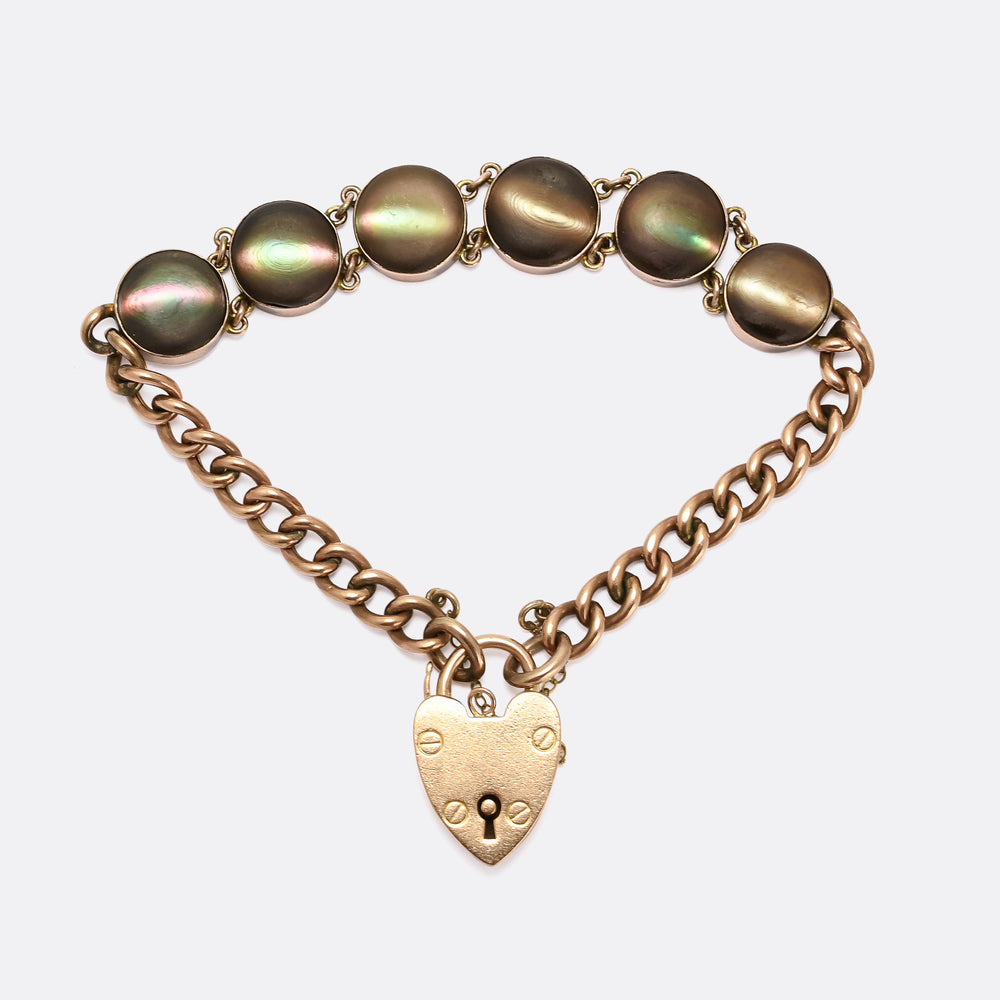 Edwardian Chatoyant Seashell Curblink Bracelet