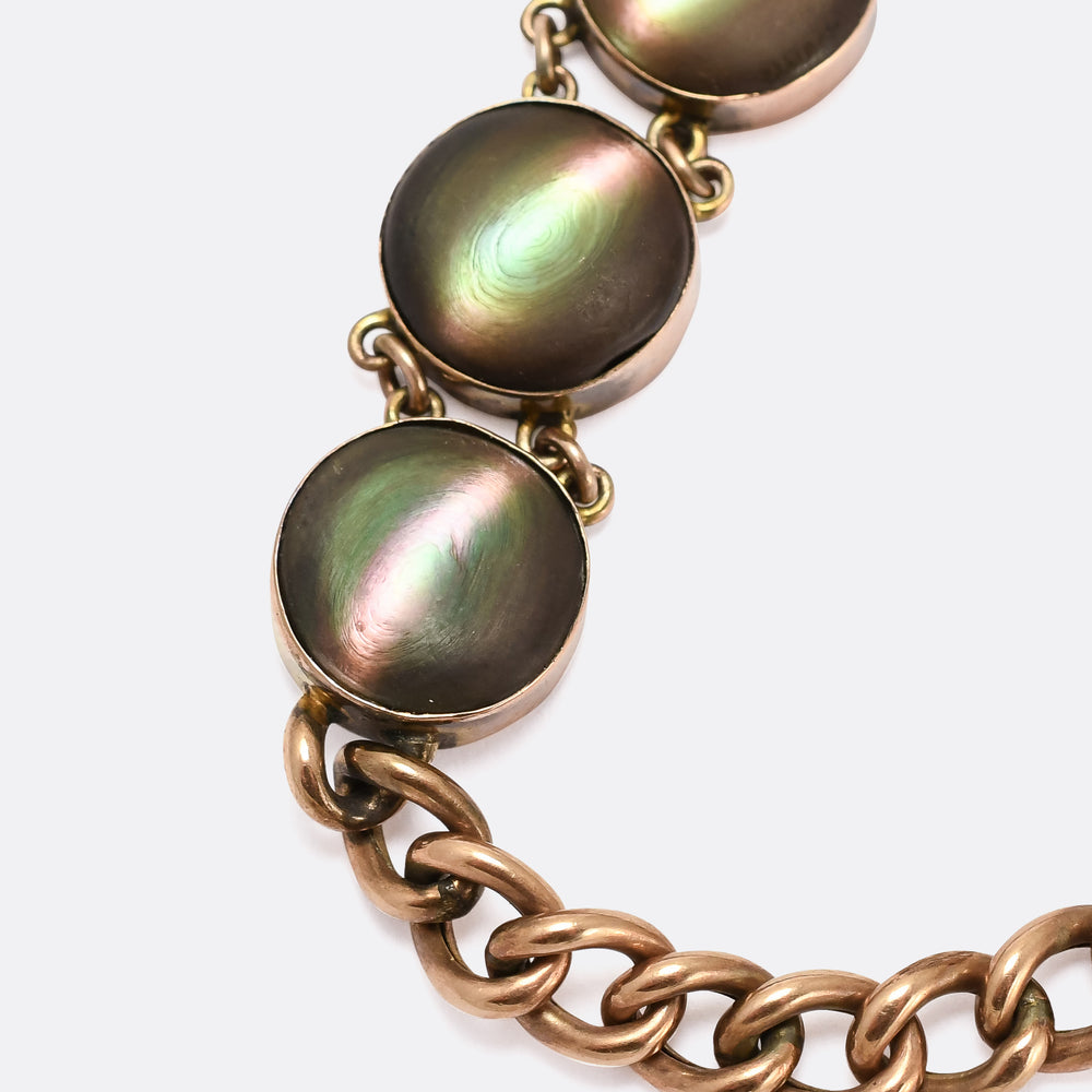 Edwardian Chatoyant Seashell Curblink Bracelet