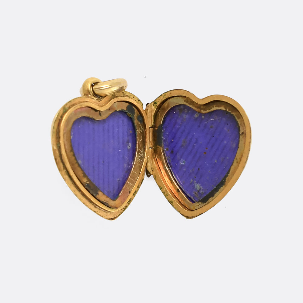 Edwardian Pearl Star Puffed Heart Locket