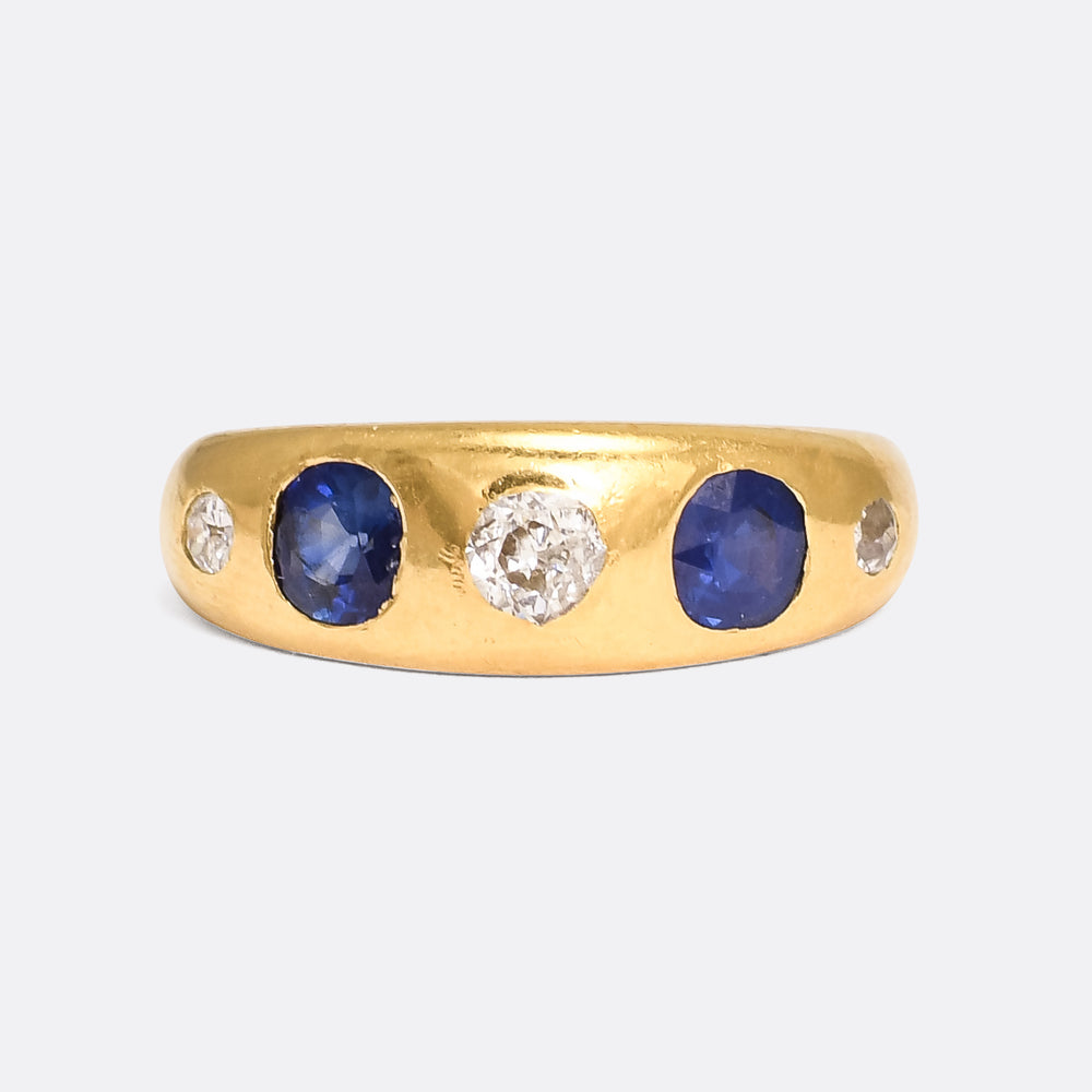 Edwardian Sapphire & Diamond 5-Stone Gypsy Band