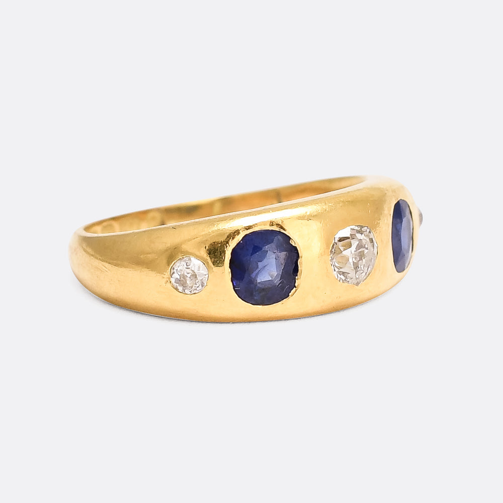 Edwardian Sapphire & Diamond 5-Stone Gypsy Band