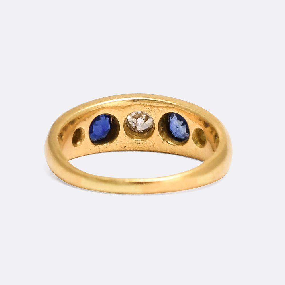 Edwardian Sapphire & Diamond 5-Stone Gypsy Band