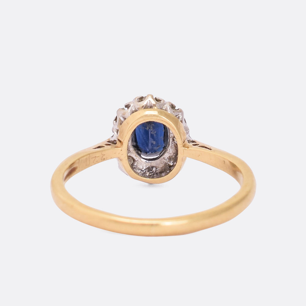 Edwardian Sapphire & Diamond Oval Cluster Ring