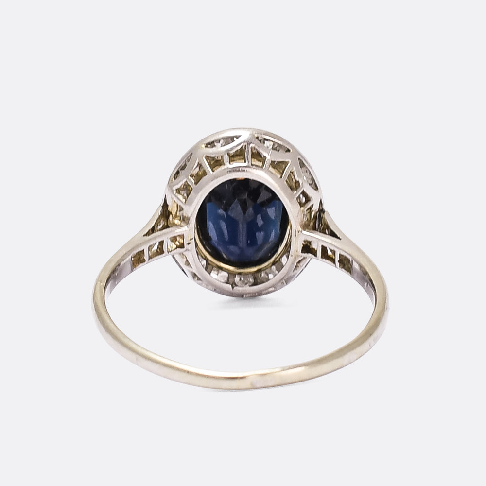 Edwardian Sapphire & Diamond Oval Cluster Ring