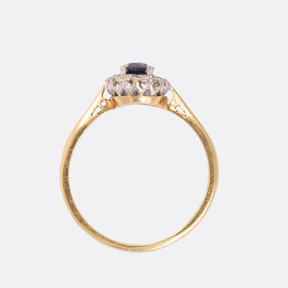 Edwardian Sapphire & Diamond Oval Cluster Ring