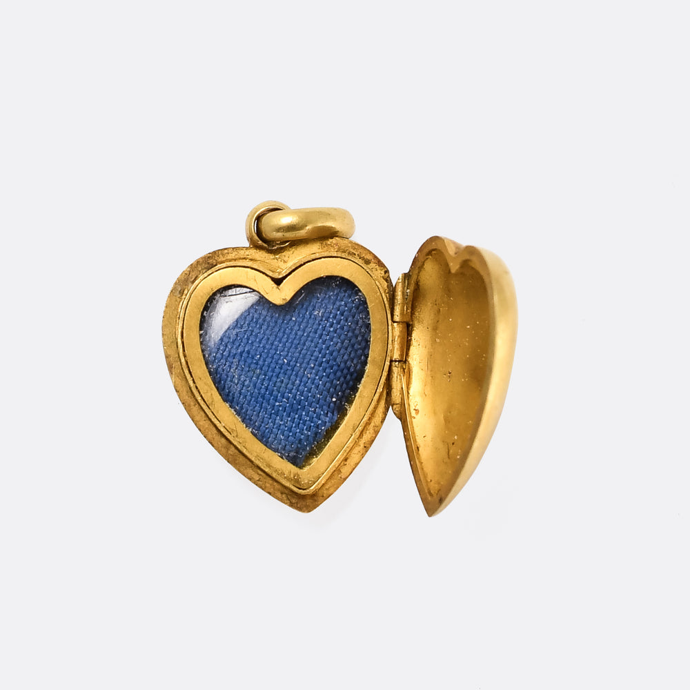Edwardian Sapphire & Diamond Puffed Heart Locket
