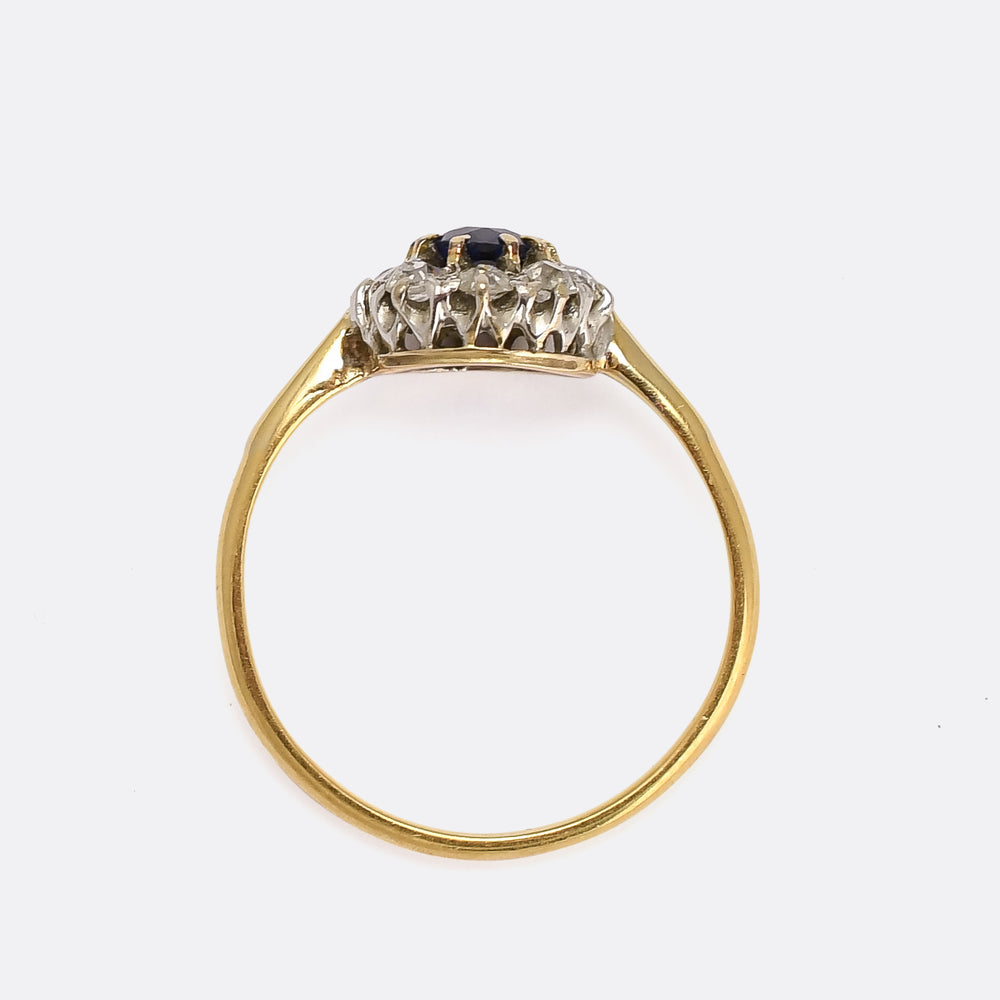 Edwardian Sapphire & Diamond Round Cluster Ring