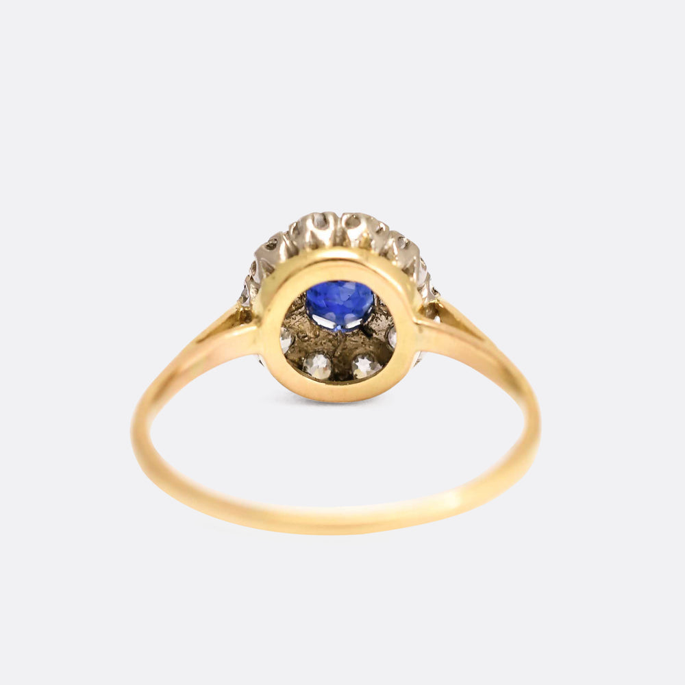 Edwardian Sapphire & Diamond Round Cluster Ring