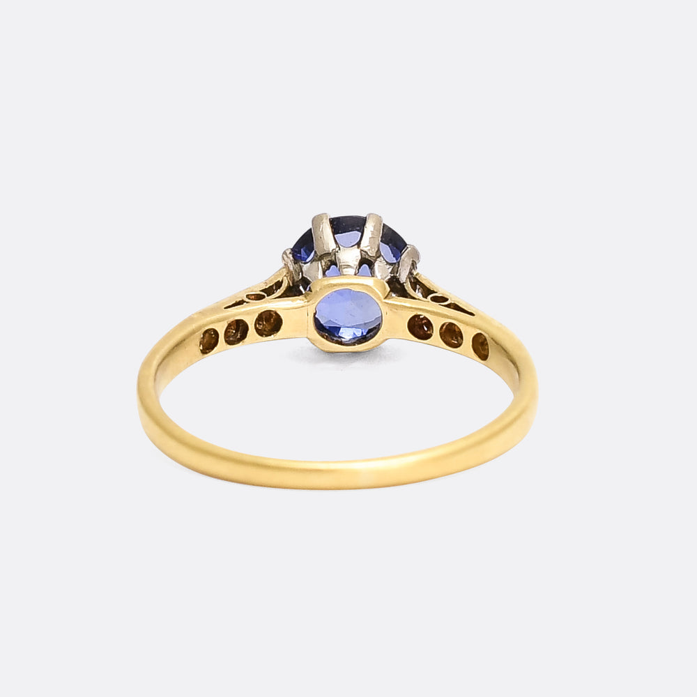 Edwardian Sapphire & Diamond Solitaire Ring