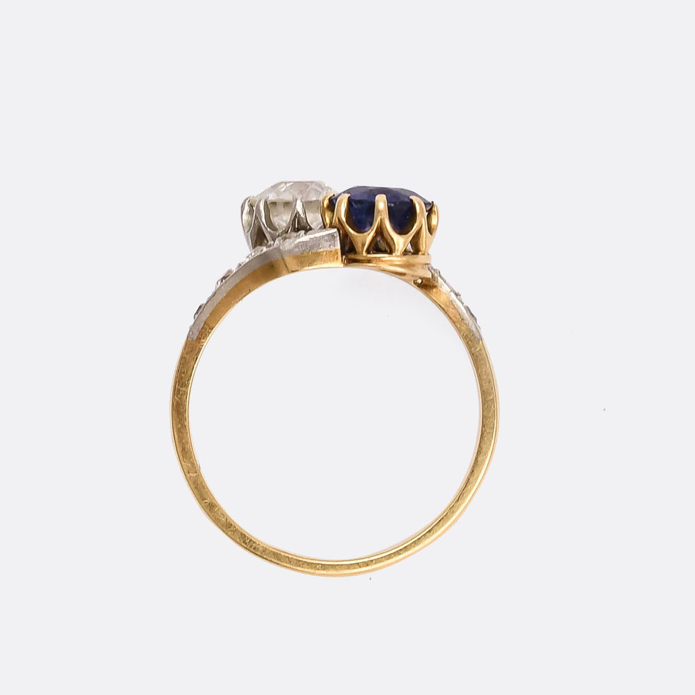 Edwardian Sapphire & Diamond Toi Et Moi Engagement Ring