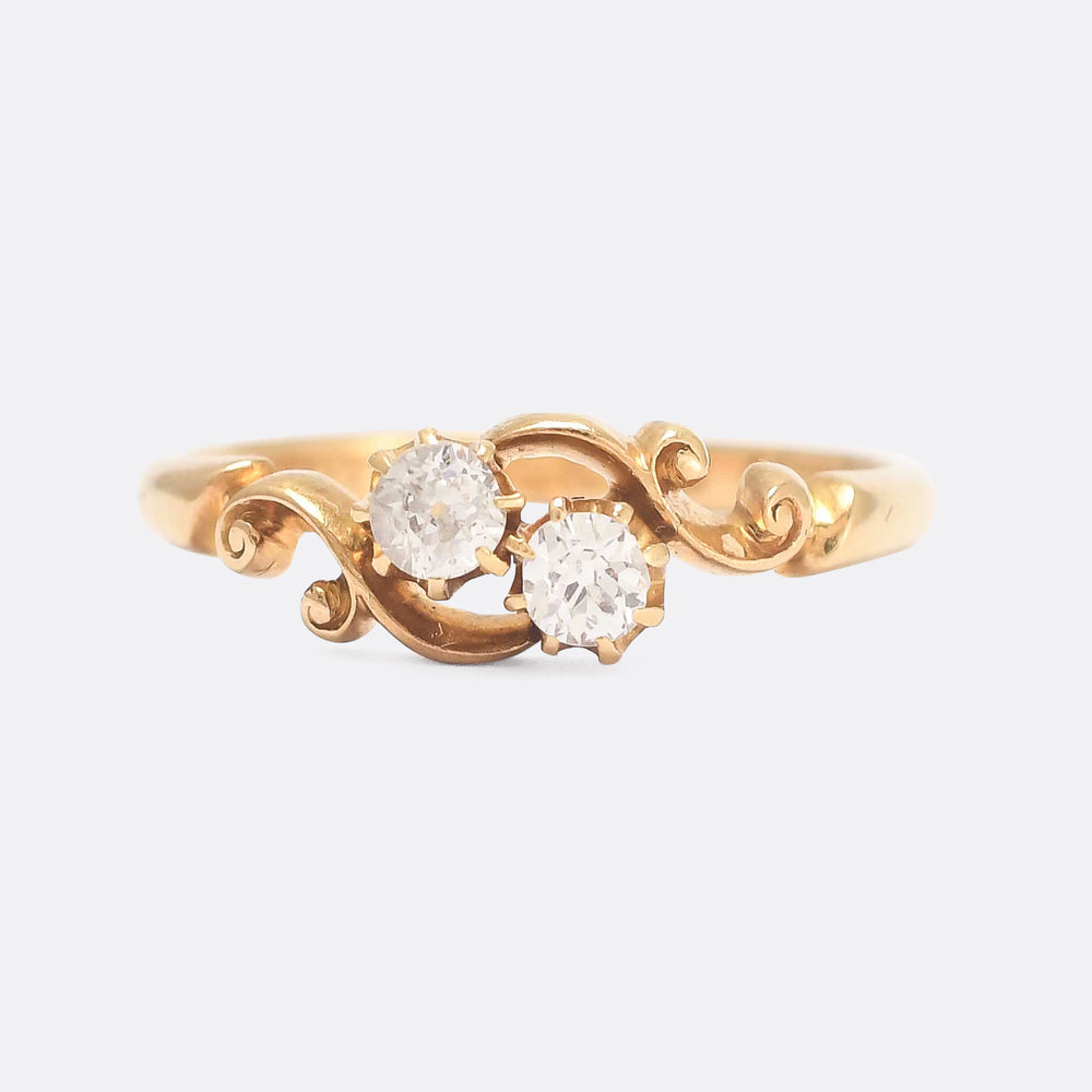Edwardian Scrolled Diamond Toi et Moi Ring