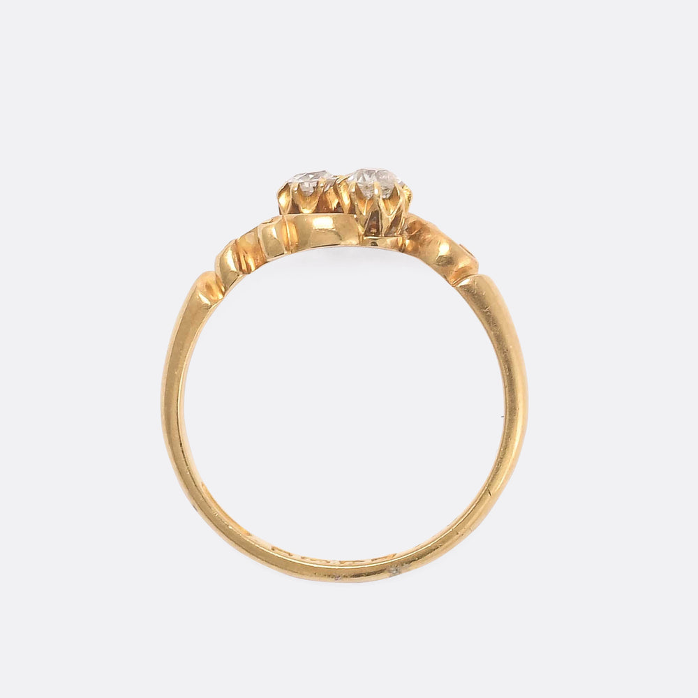 Edwardian Scrolled Diamond Toi et Moi Ring