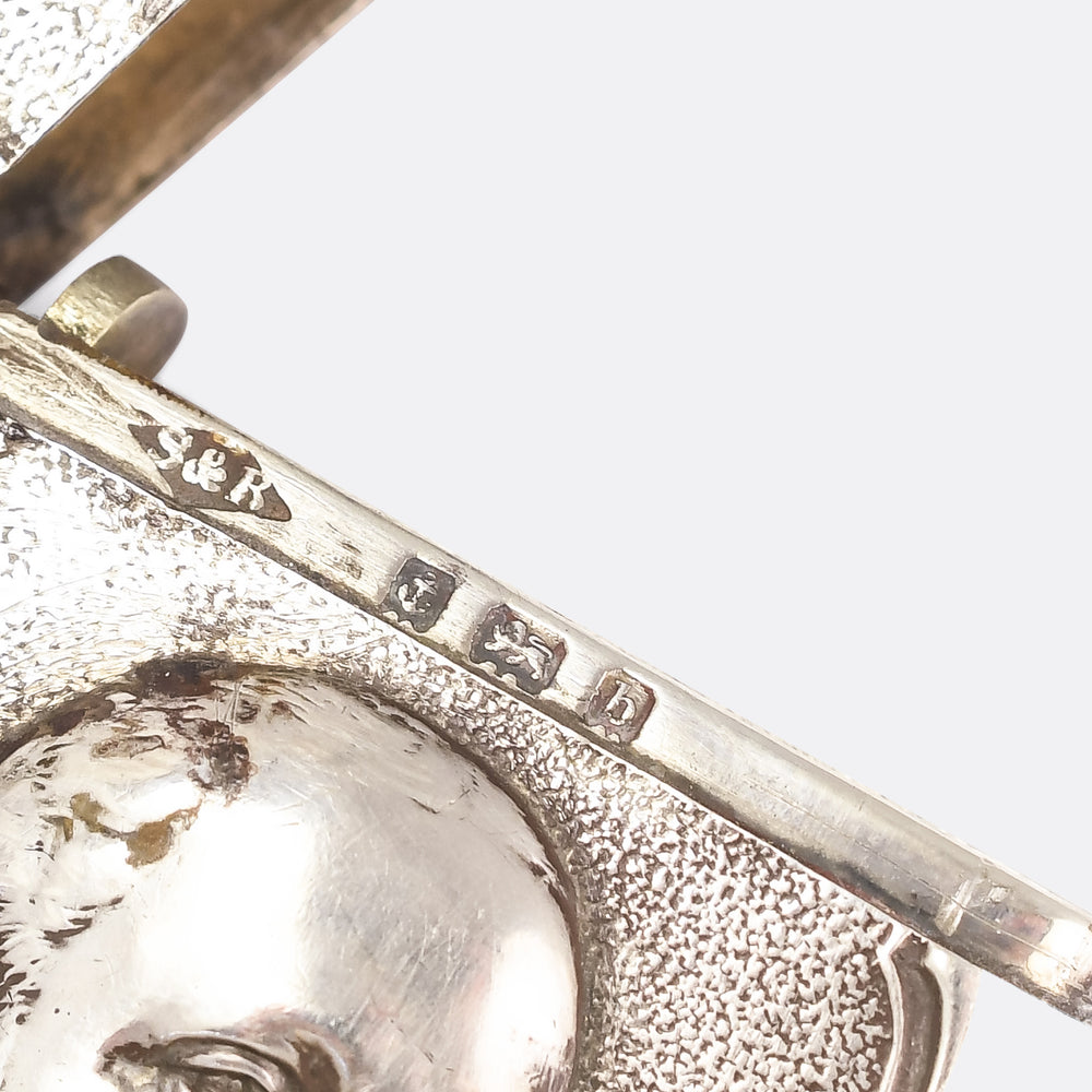 Edwardian Silver Edward VII Vesta Case Pendant