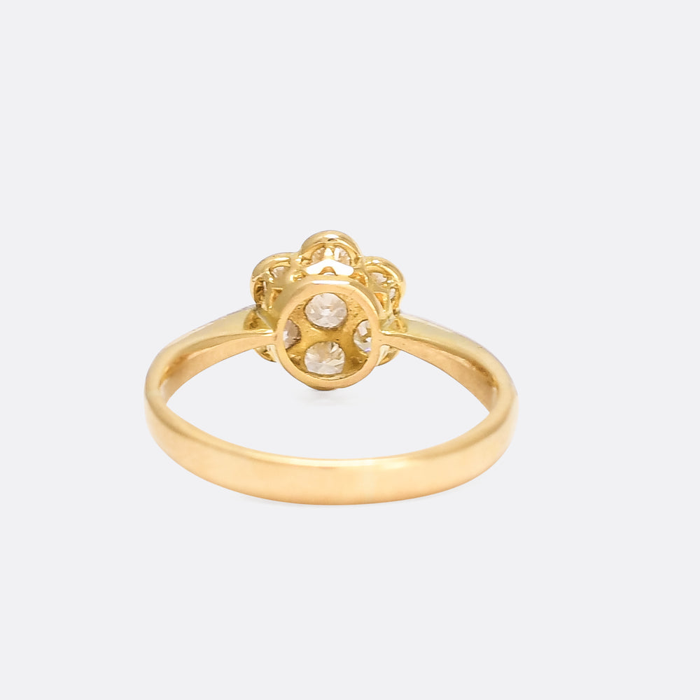 Edwardian Transitional Cut Diamond Daisy Ring