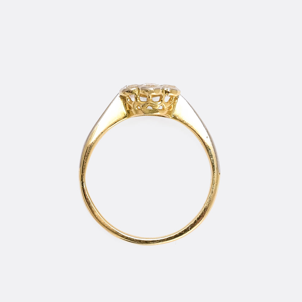 Edwardian Transitional Cut Diamond Daisy Ring